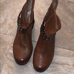 brown studded ankle booties